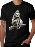 Sloth King Graphic T-Shirt - Relaxed Casual Wear