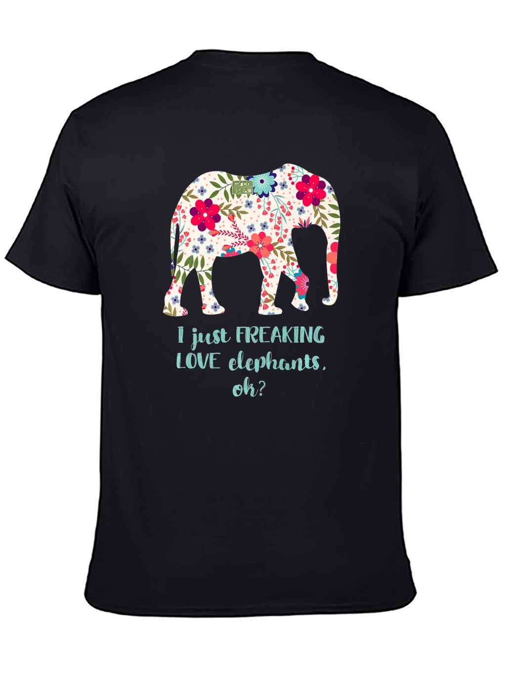 Floral Elephant Graphic T-Shirt - I LOVE Elephants