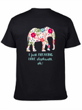 Floral Elephant Graphic T-Shirt - I LOVE Elephants