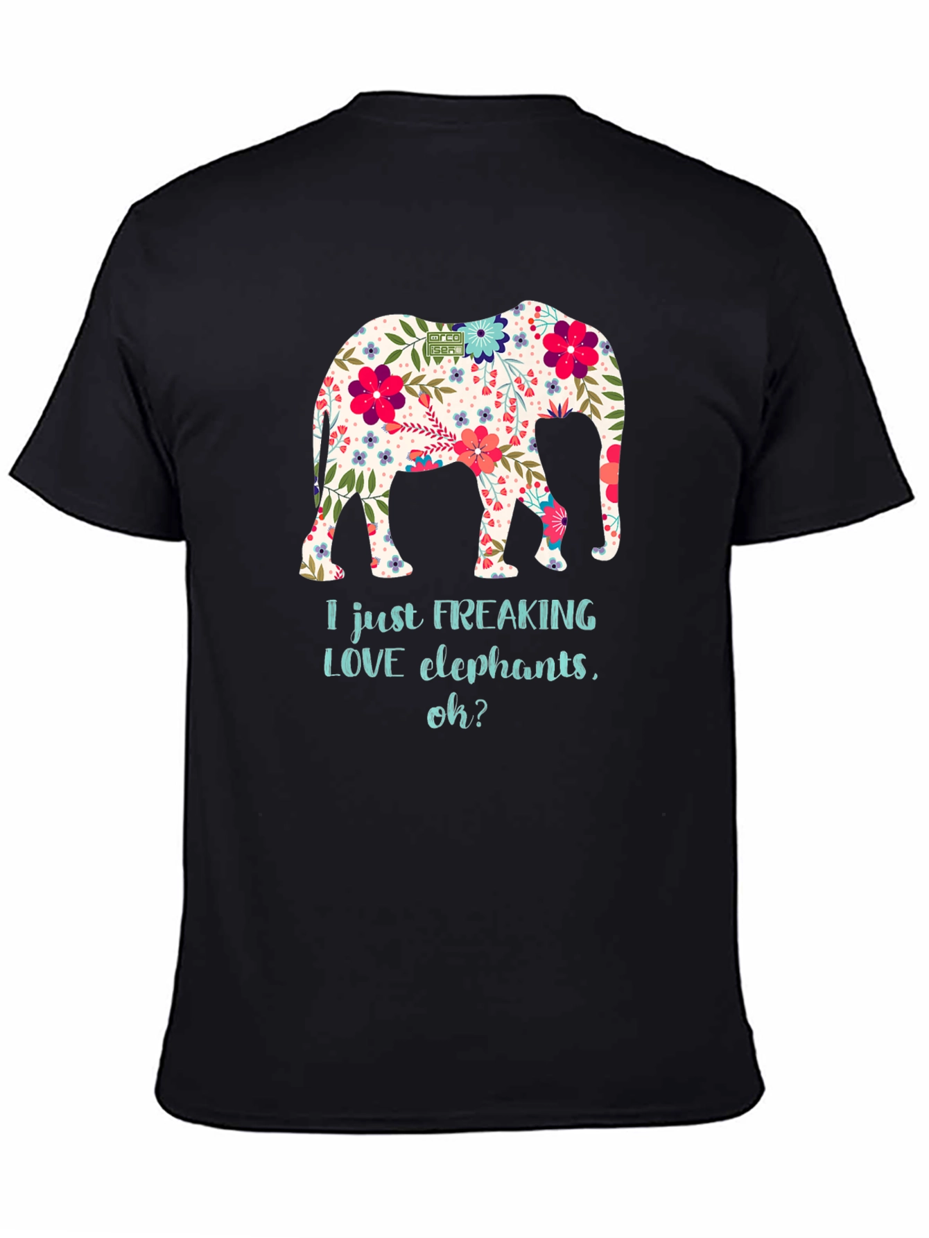 Floral Elephant Graphic T-Shirt - I LOVE Elephants
