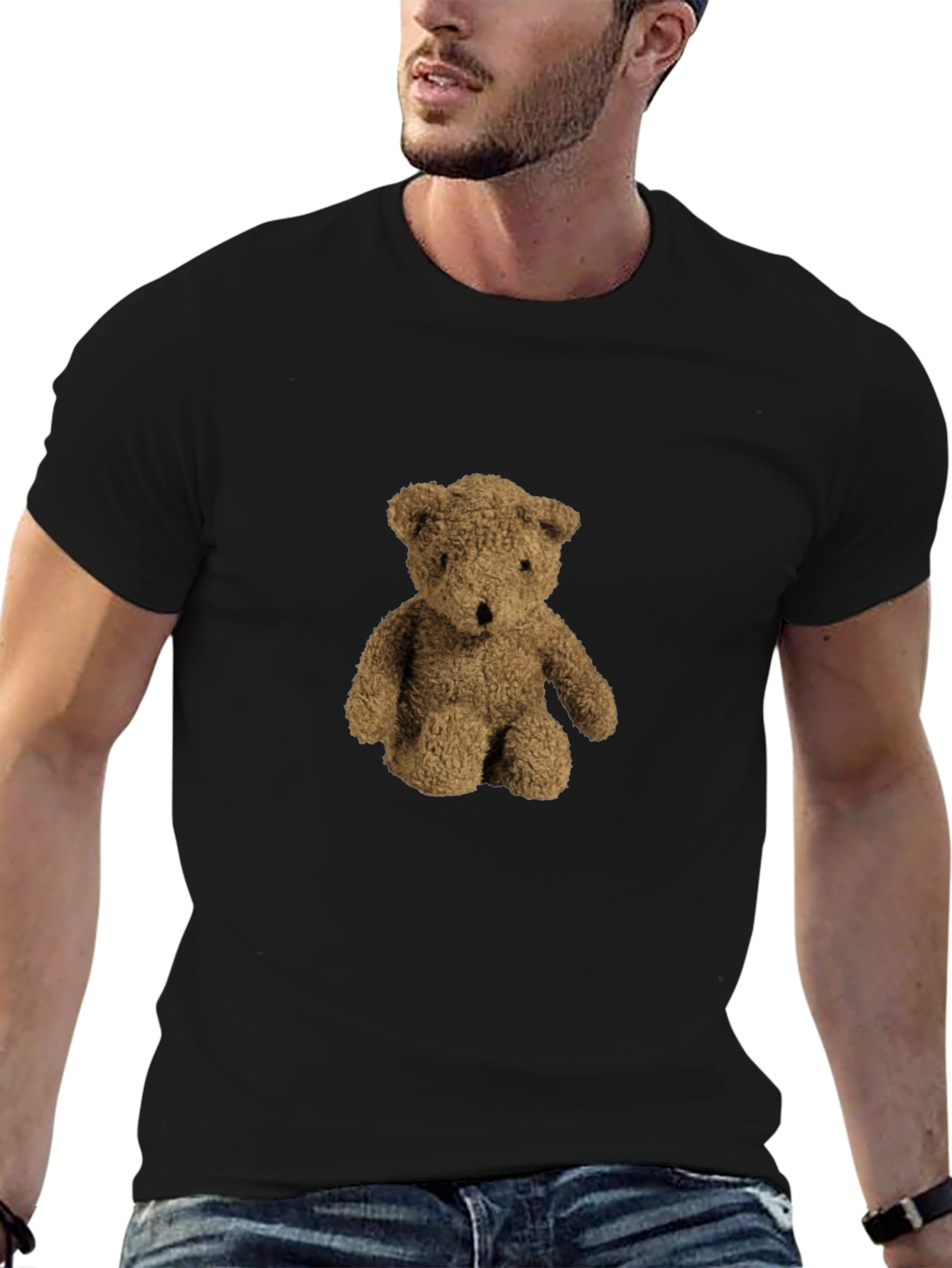 Teddy Bear Graphic Black T-Shirt