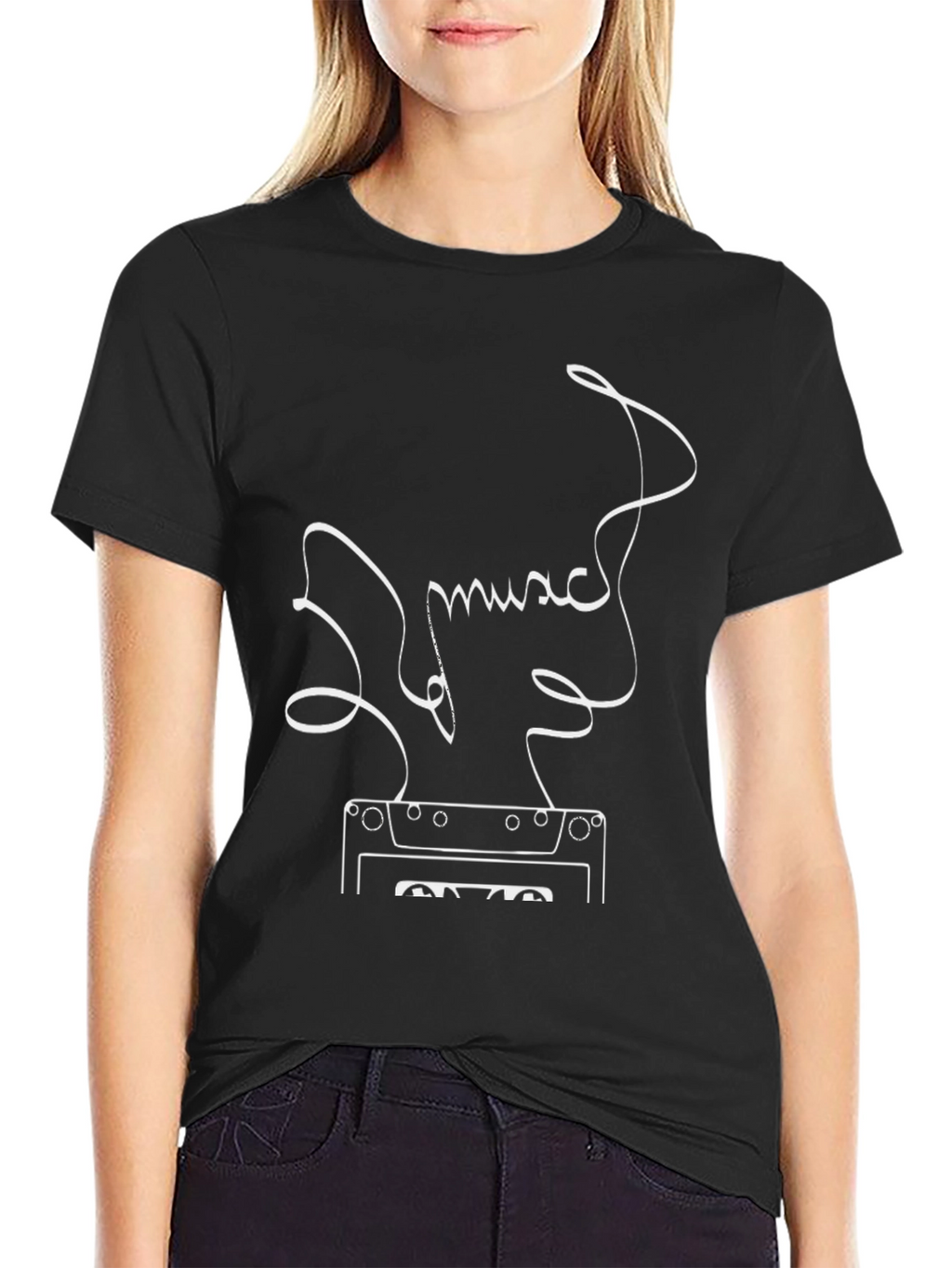 Music Cassette Tape Graphic Black T-Shirt