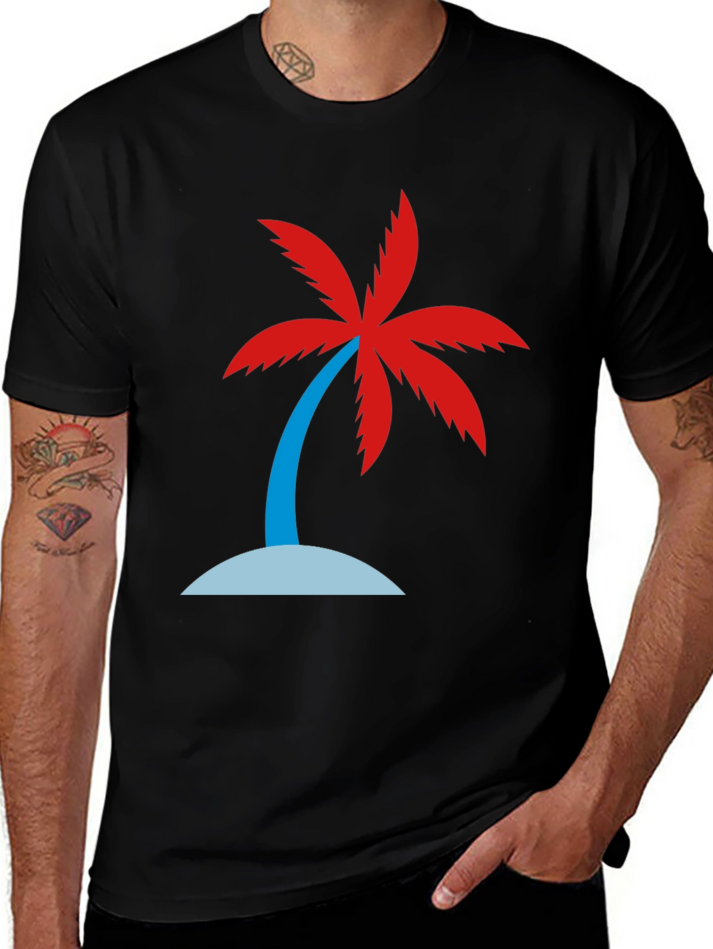 Black Palm Tree Graphic T-Shirt