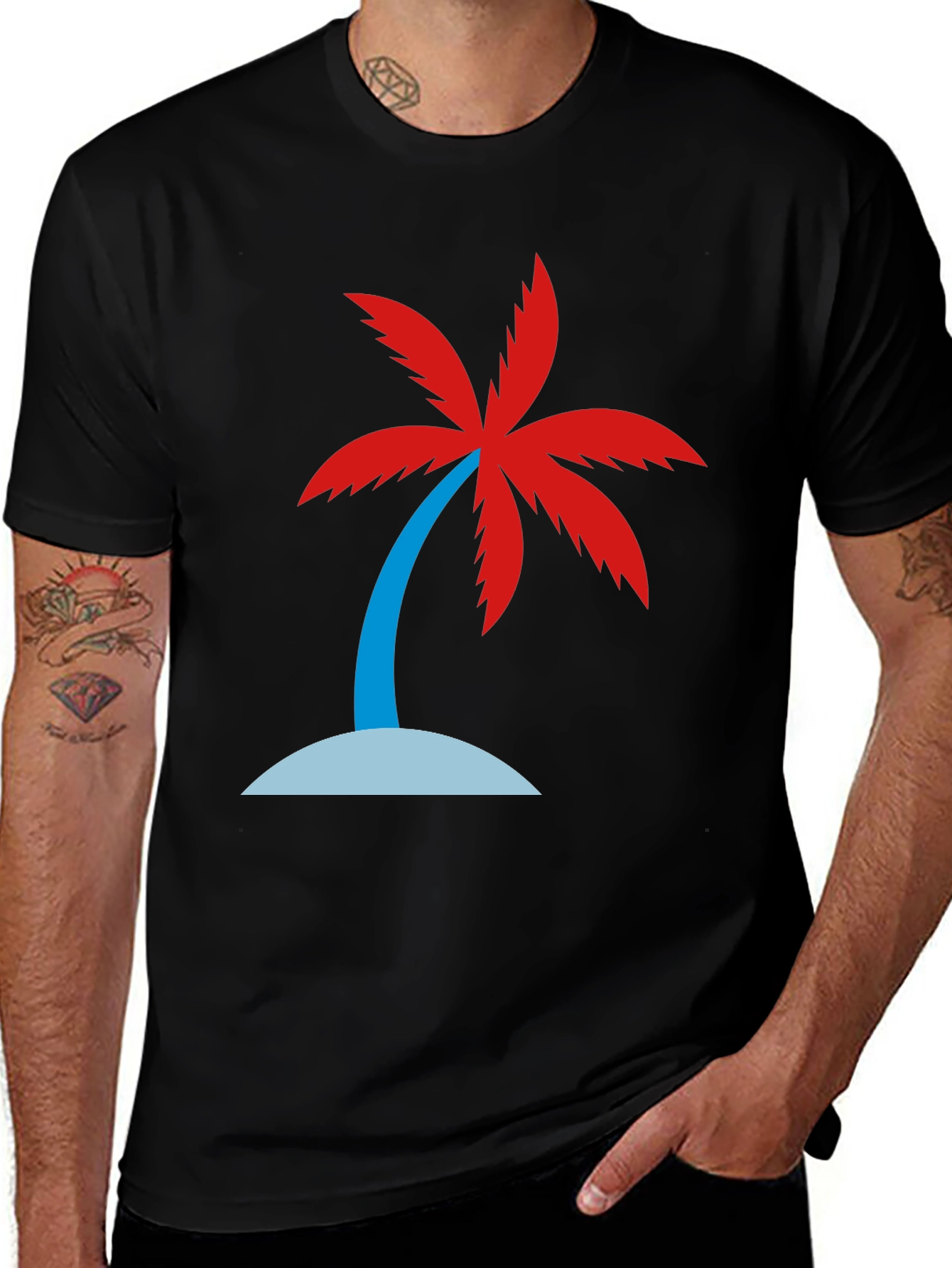 Black Palm Tree Graphic T-Shirt
