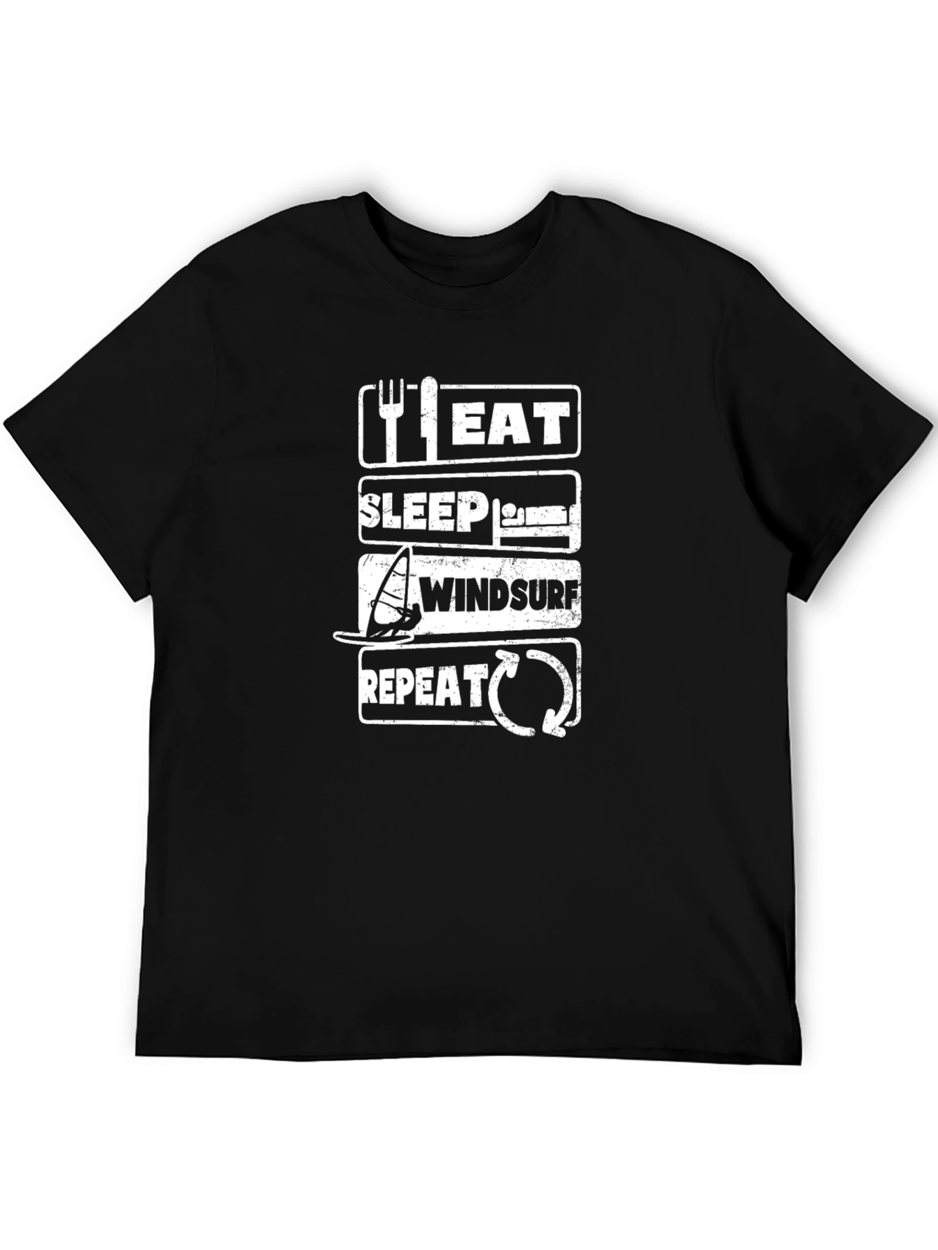 Eat Sleep Windsurf Repeat Black T-Shirt