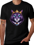 Royal Cat Graphic T-Shirt - Kingly Feline Design