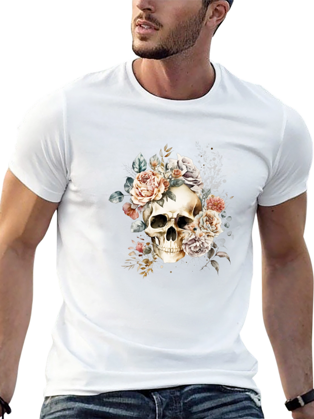 Skull & Roses Graphic Tee - Edgy Style