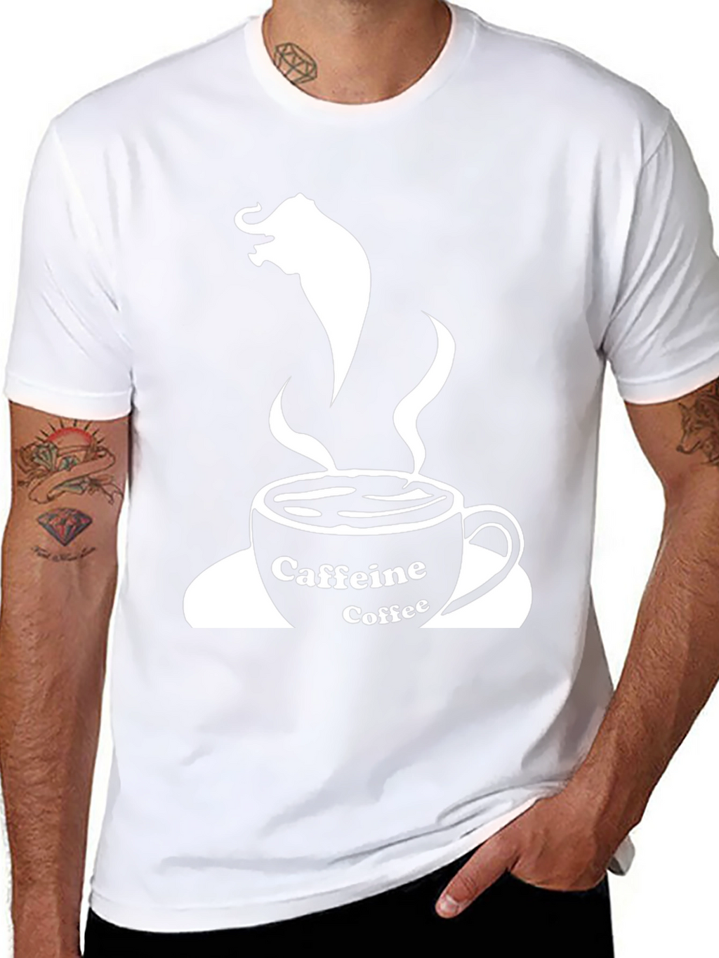 Caffeine Coffee Elephant T-Shirt - Black