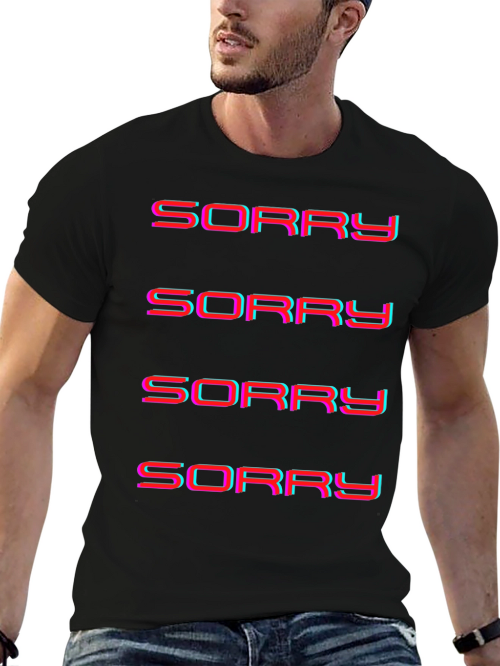 Sorry Glitch Graphic Tee - Soft Cotton Blend