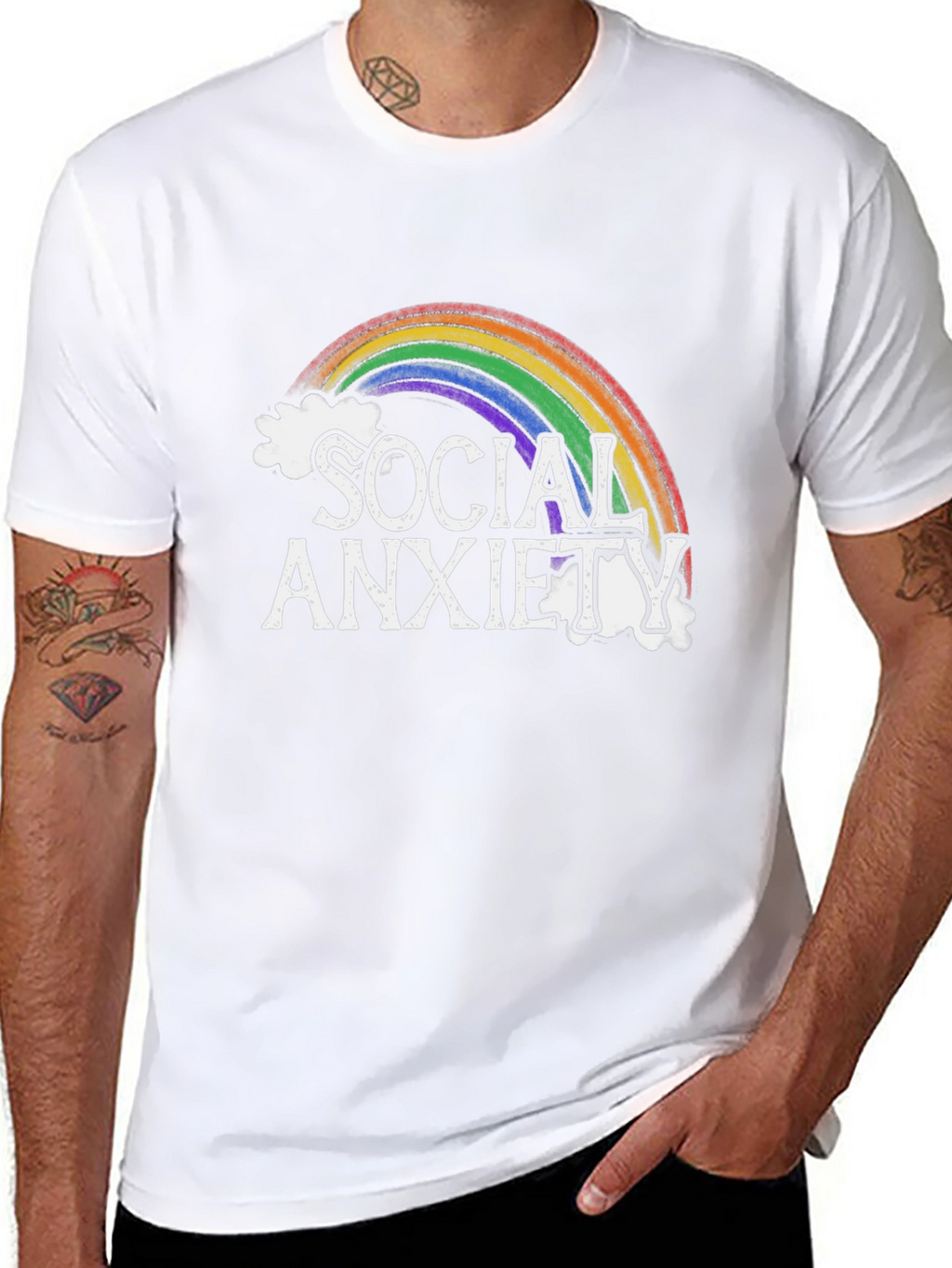 Social Anxiety Rainbow Graphic T-Shirt