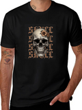 Skull and Flower Graphic Print T-Shirt