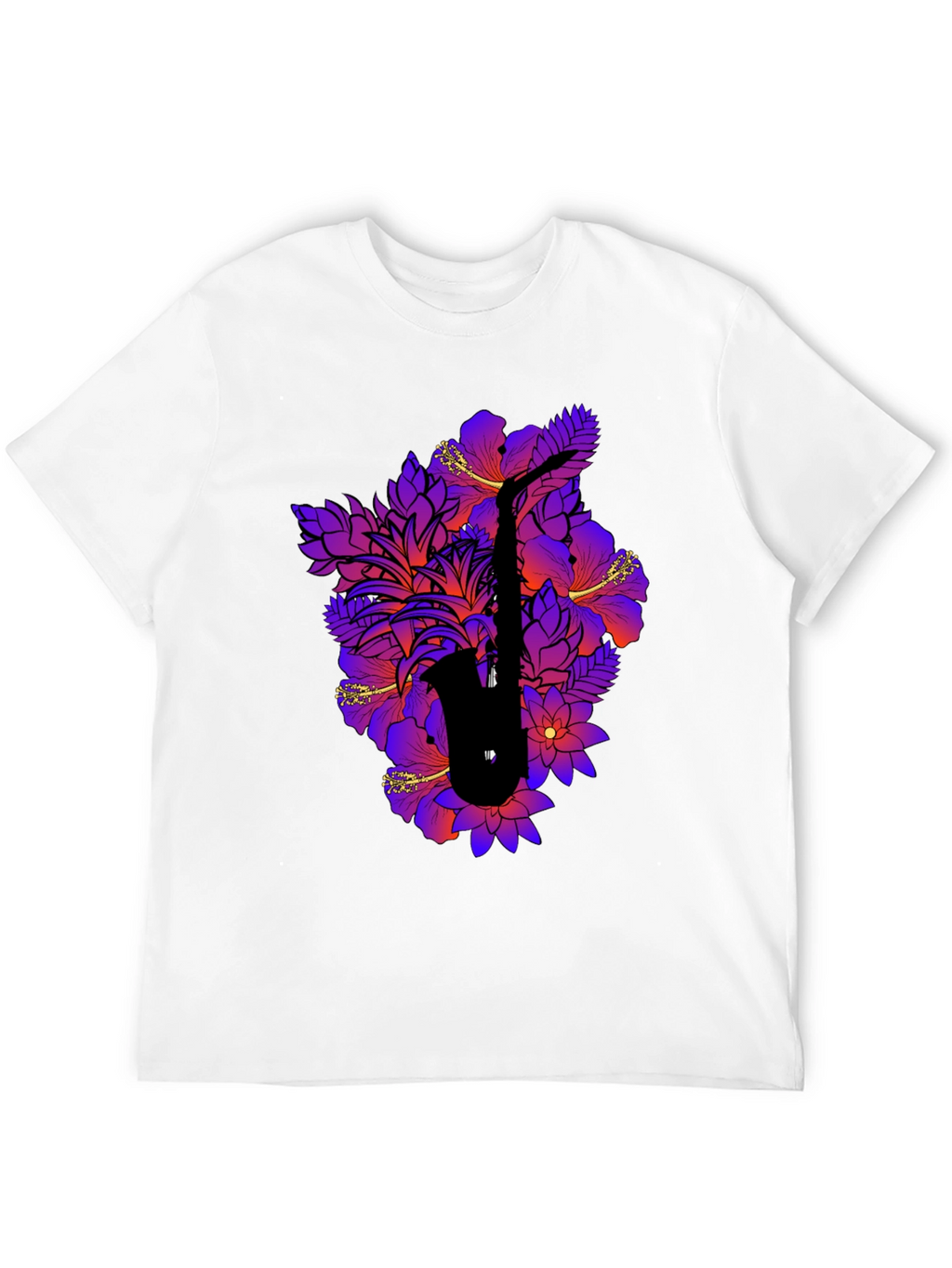 Floral Saxophone Graphic Tee - Stylish Music Shirt