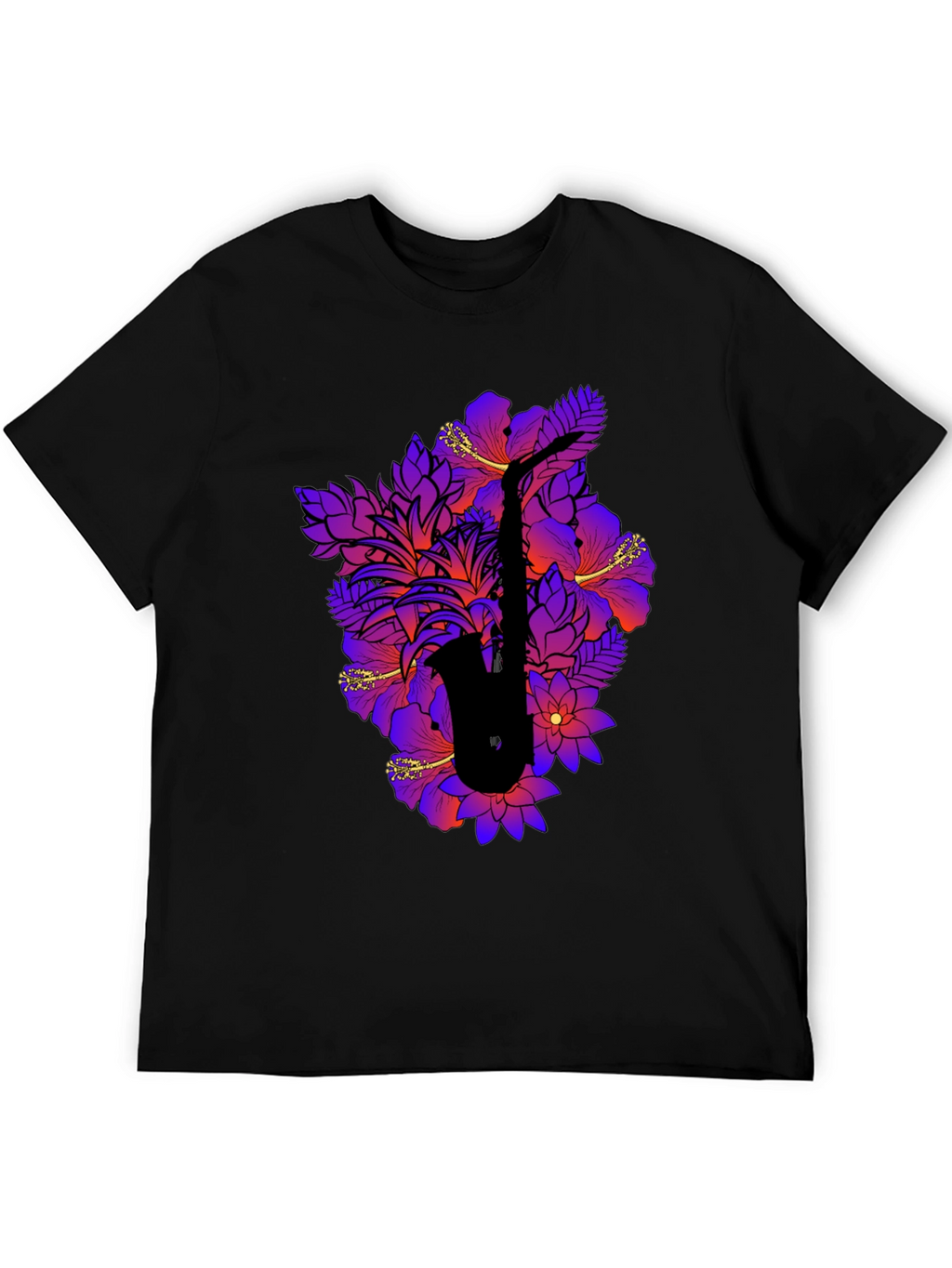 Floral Saxophone Graphic Tee - Stylish Music Shirt