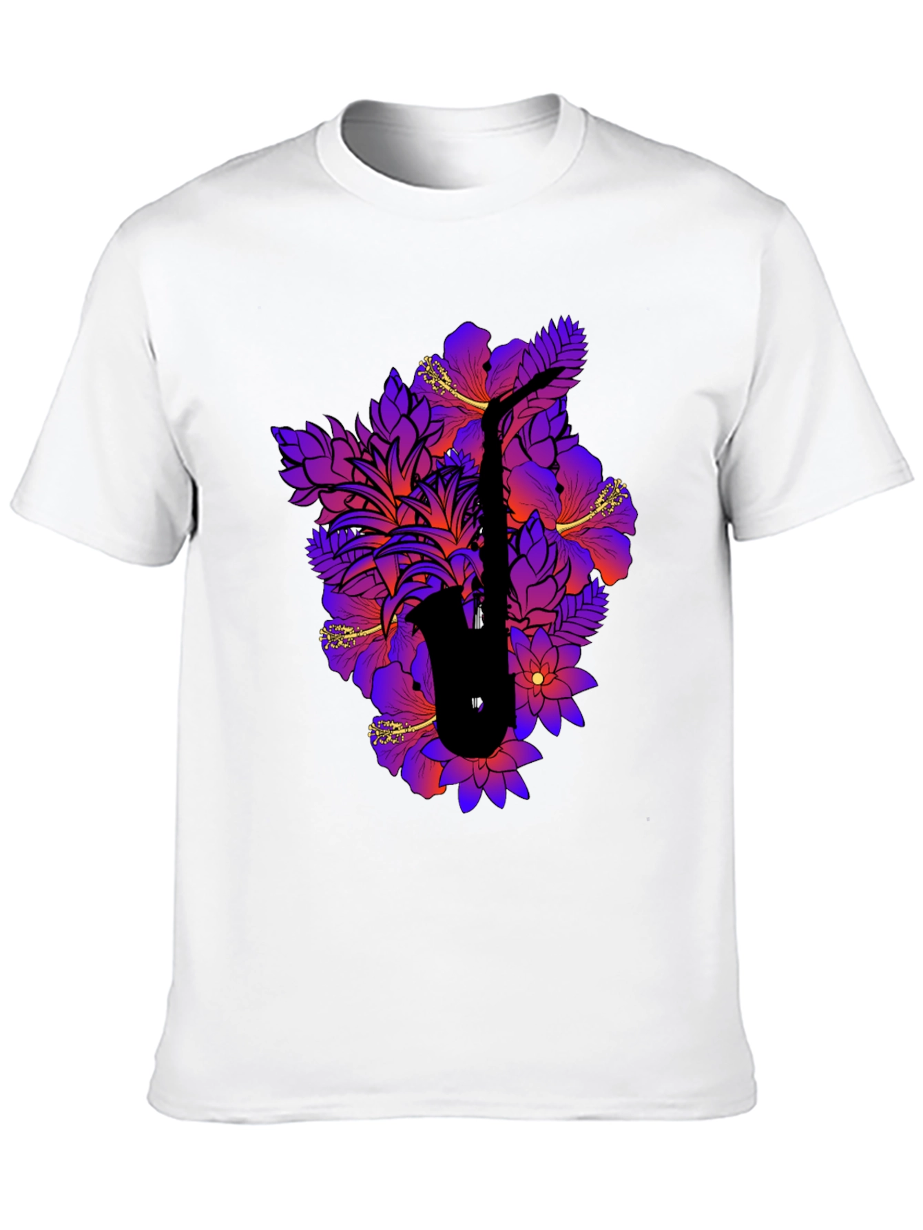 Floral Saxophone Graphic Tee - Stylish Music Shirt
