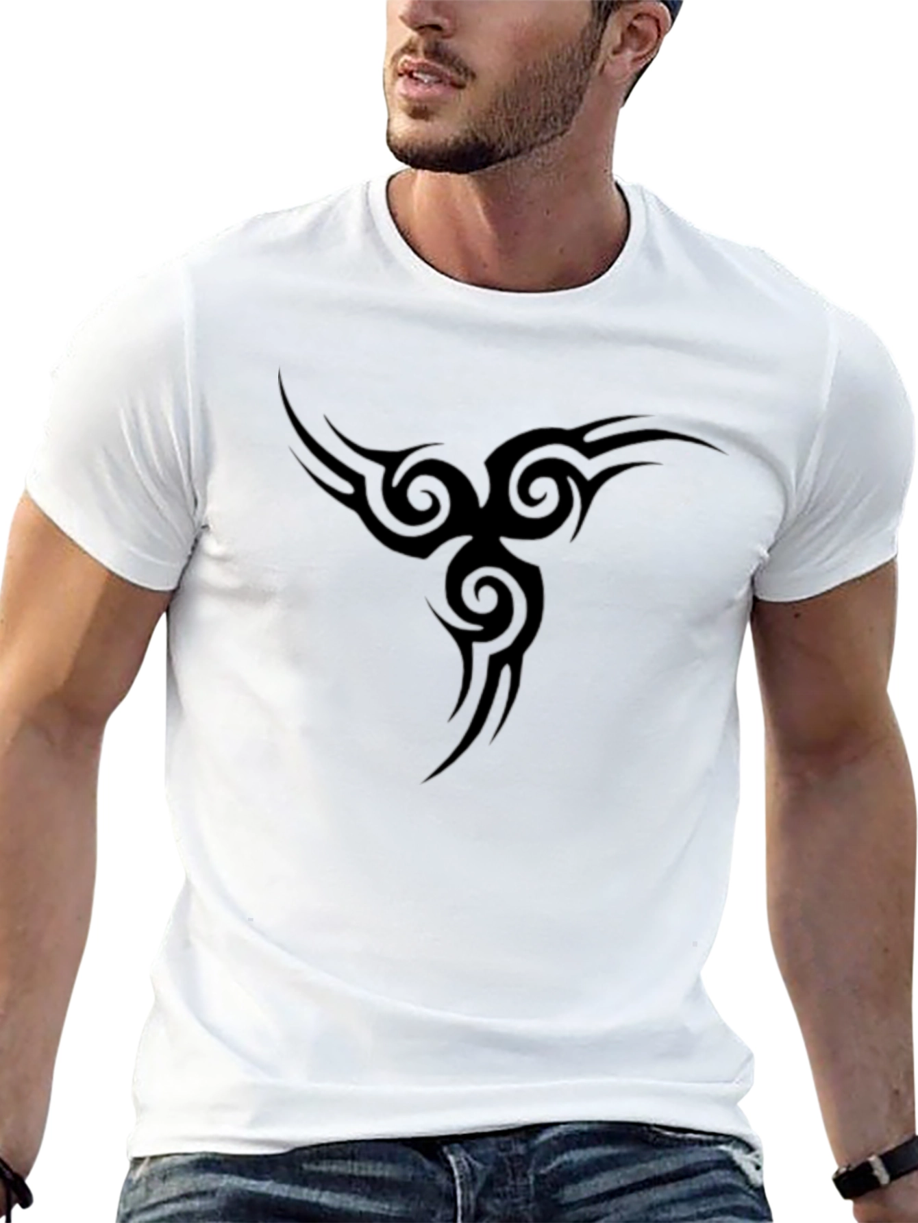 Black T-Shirt with Tribal Design