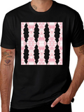 Modern Pink Cloud Pattern Black T-Shirt