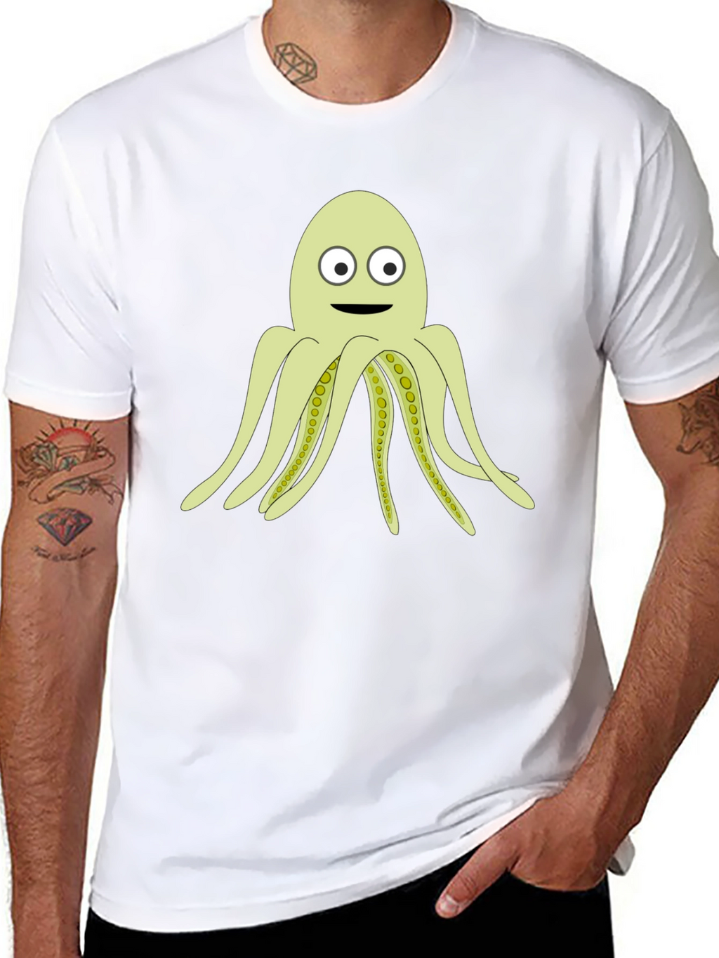 Cartoon Octopus Black T-Shirt