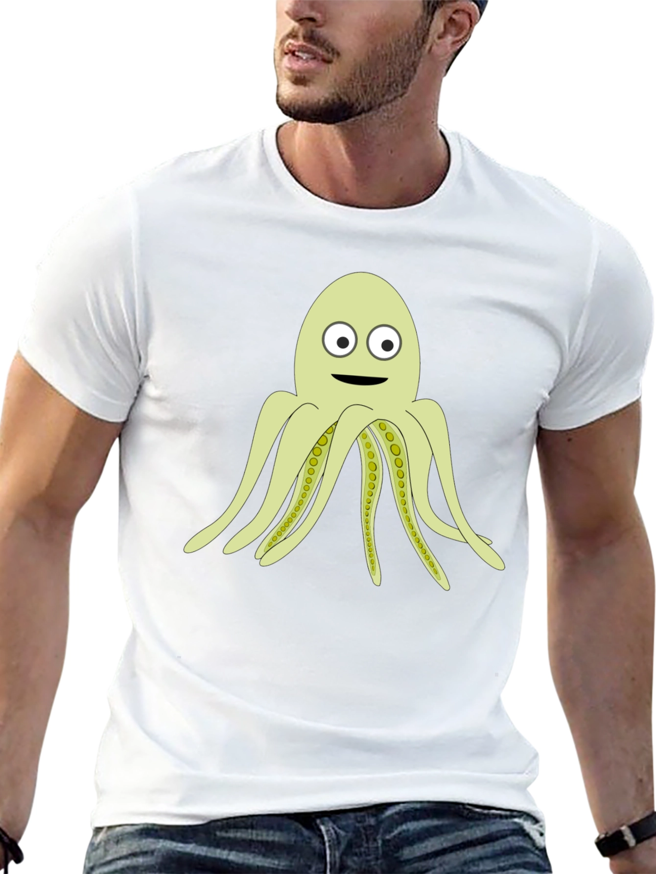 Cartoon Octopus Black T-Shirt
