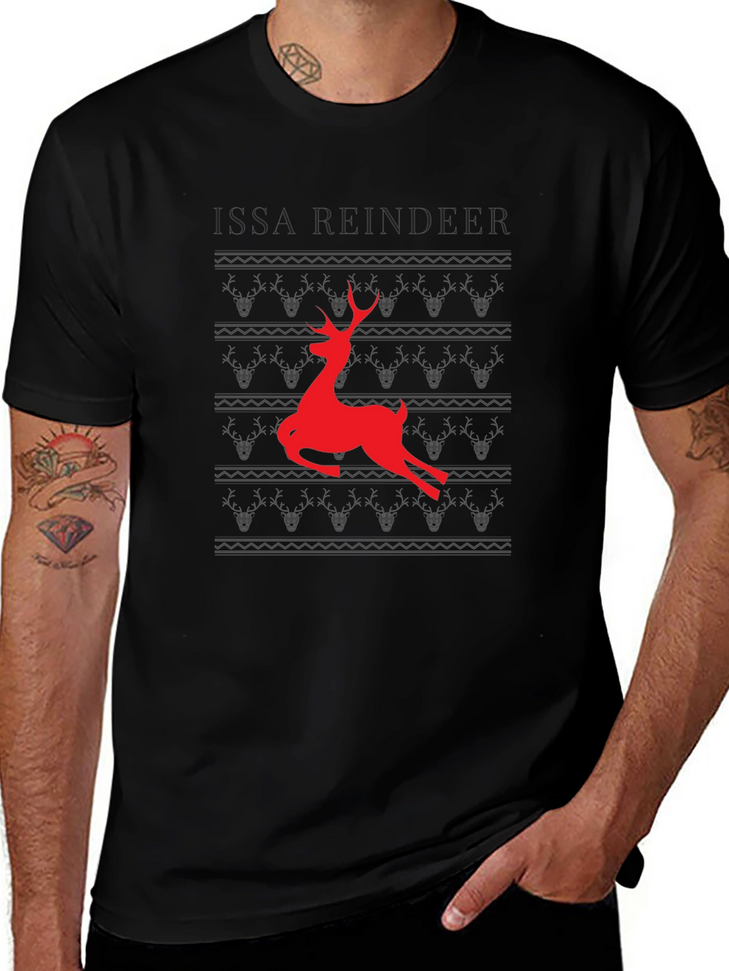 Issa Reindeer Graphic T-Shirt - Black