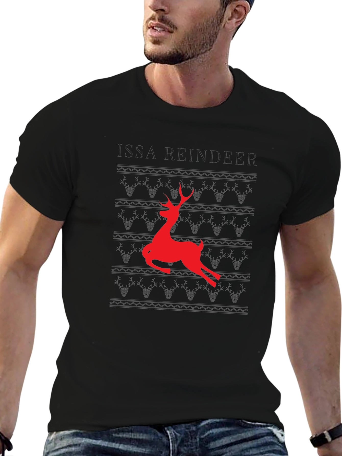 Issa Reindeer Graphic T-Shirt - Black