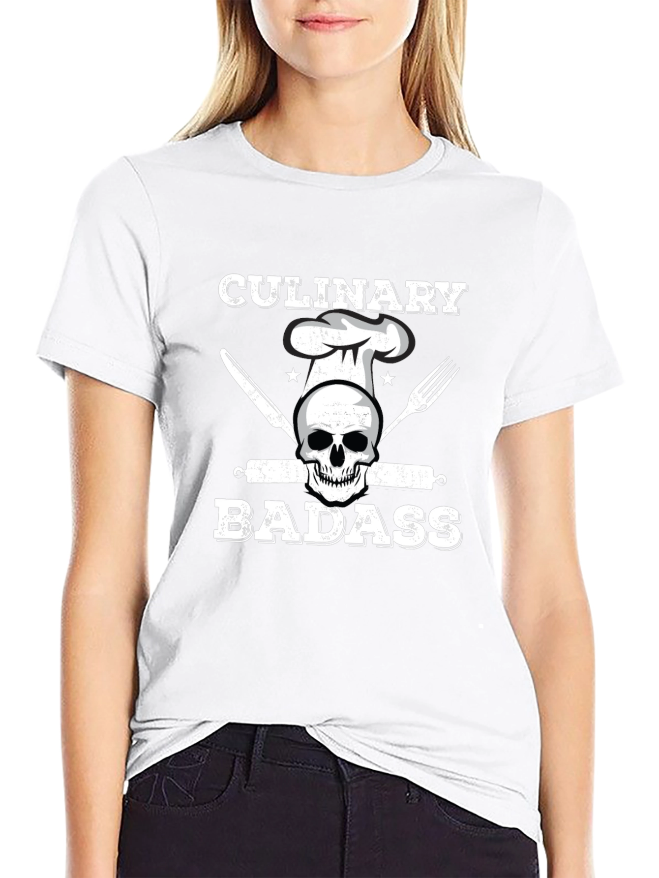 Culinary Badass T-Shirt - Chef Skull Design