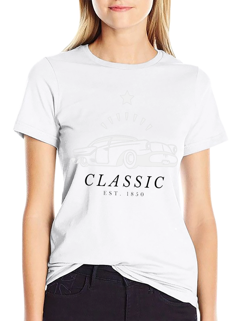 Classic Car Graphic Tee - Black Cotton Blend