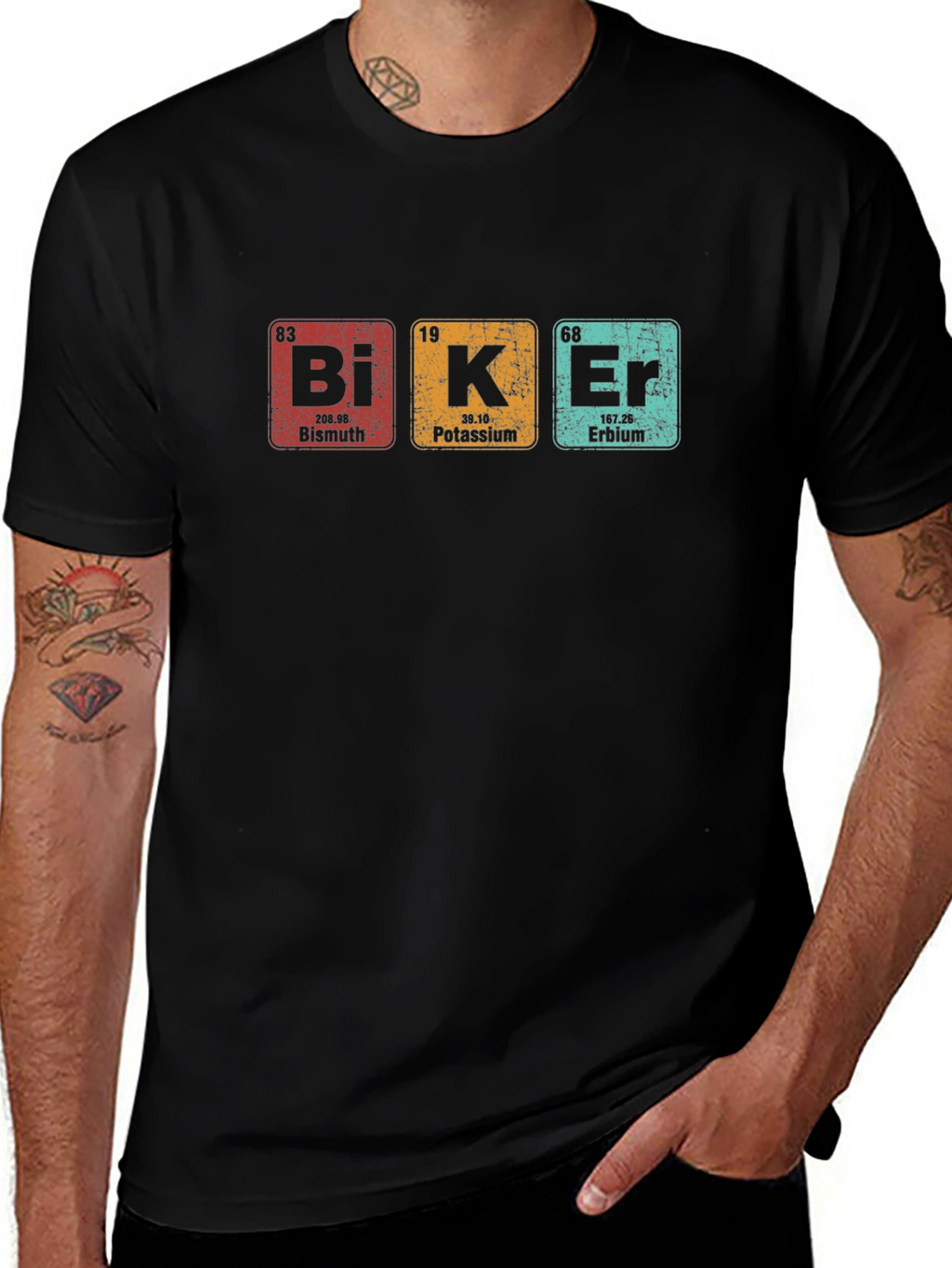 Biker Periodic Table Elements Graphic T-Shirt