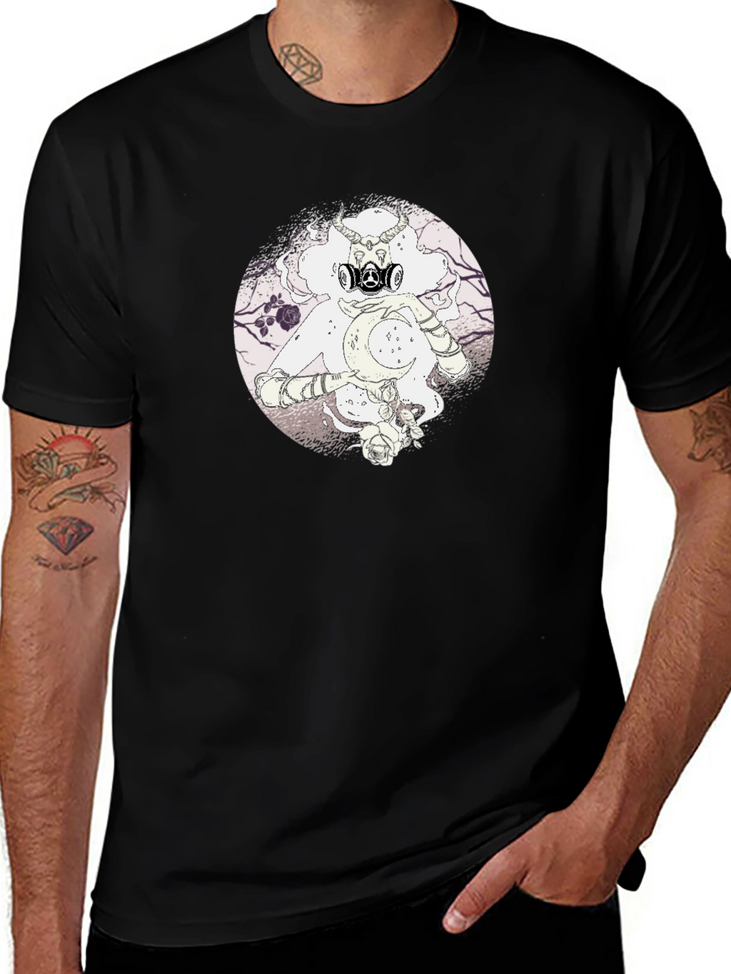 Gas Mask Moon Graphic Tee