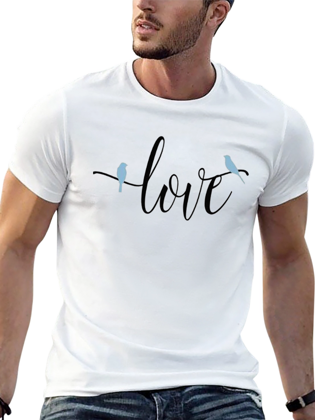 Love Birds Graphic Black T-Shirt