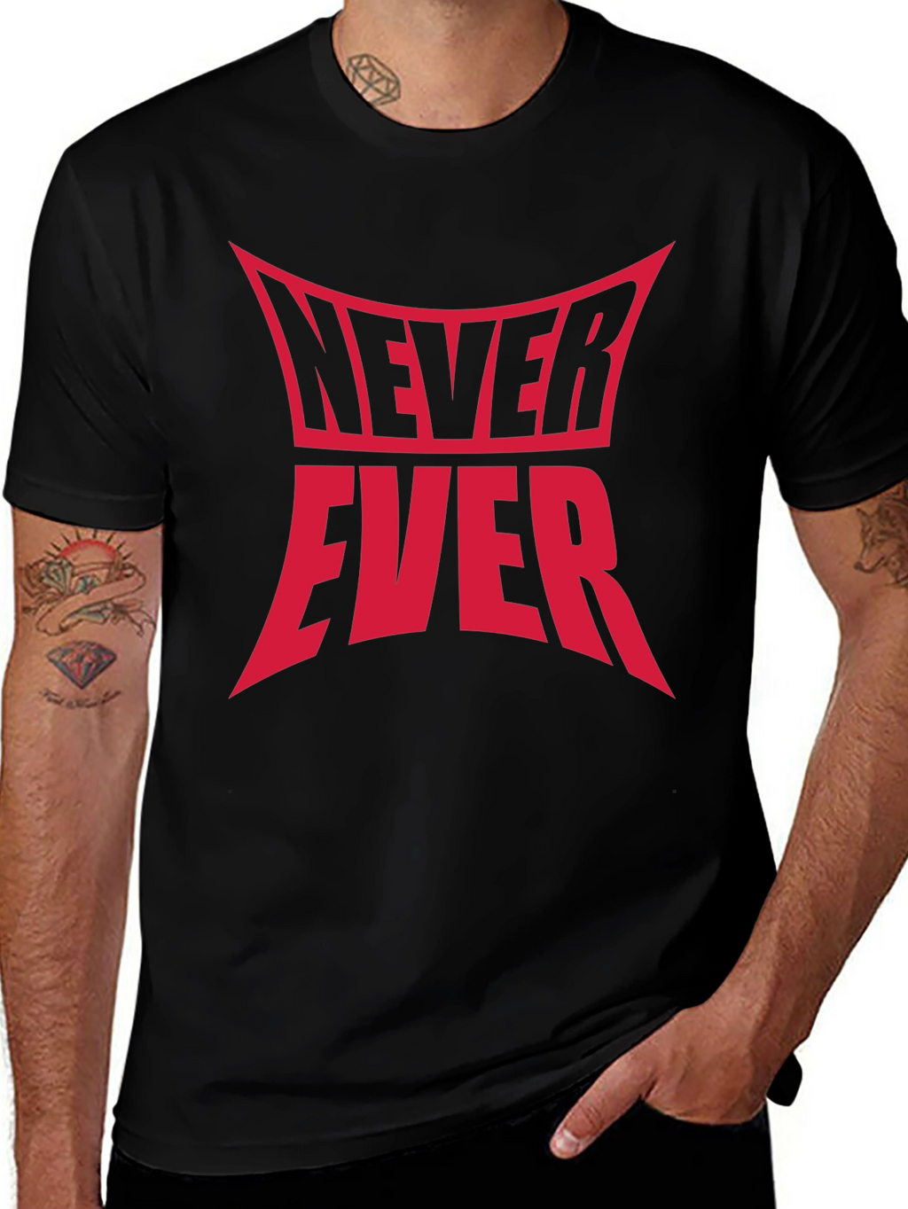 Never Ever Graphic Tee - Black Cotton T-Shirt