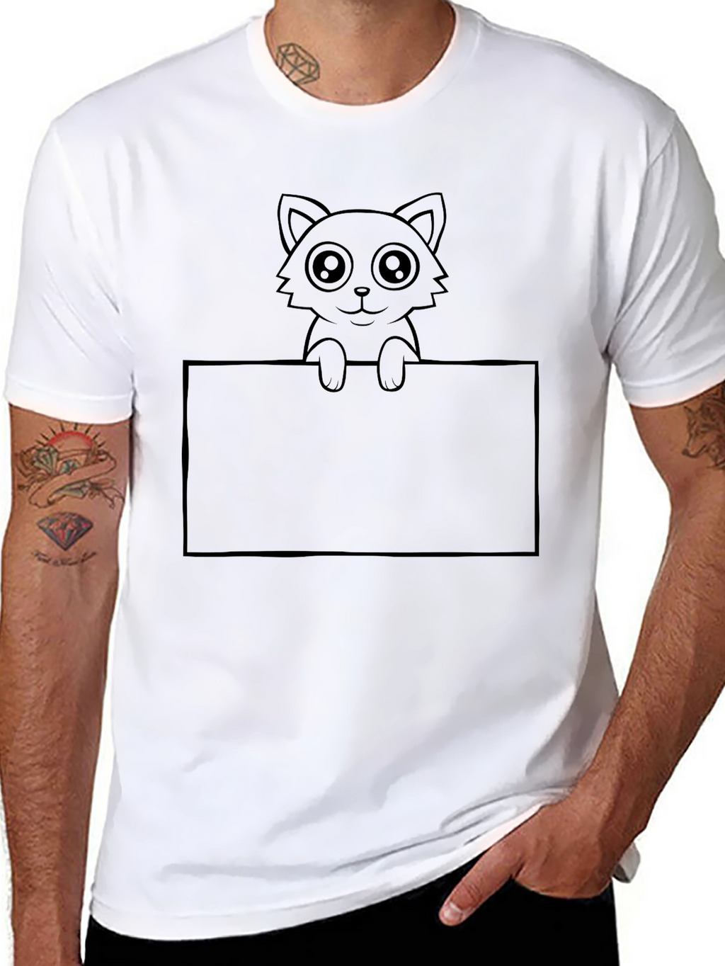 Cute Cat Graphic Black T-Shirt