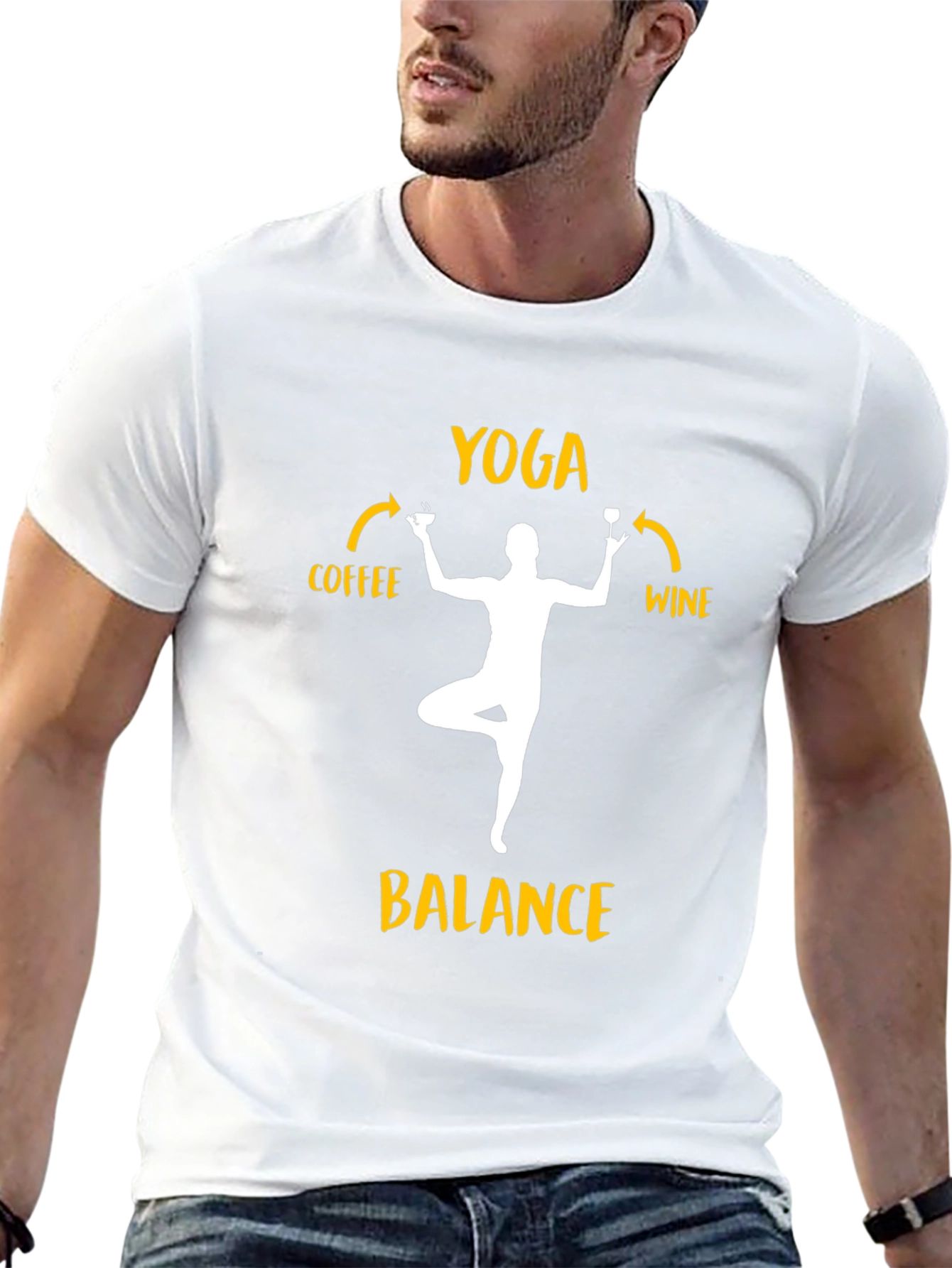 Yoga Balance Coffee Wine Graphic T-Shirt