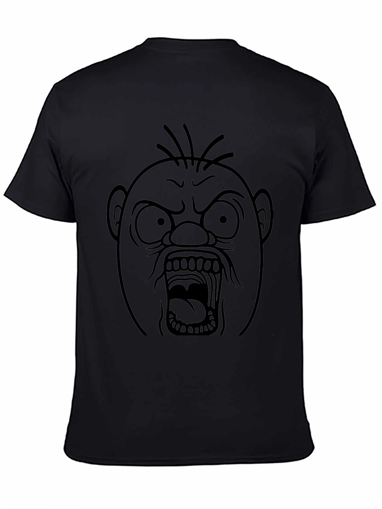 Angry Face Graphic T-Shirt - Black Cotton Tee
