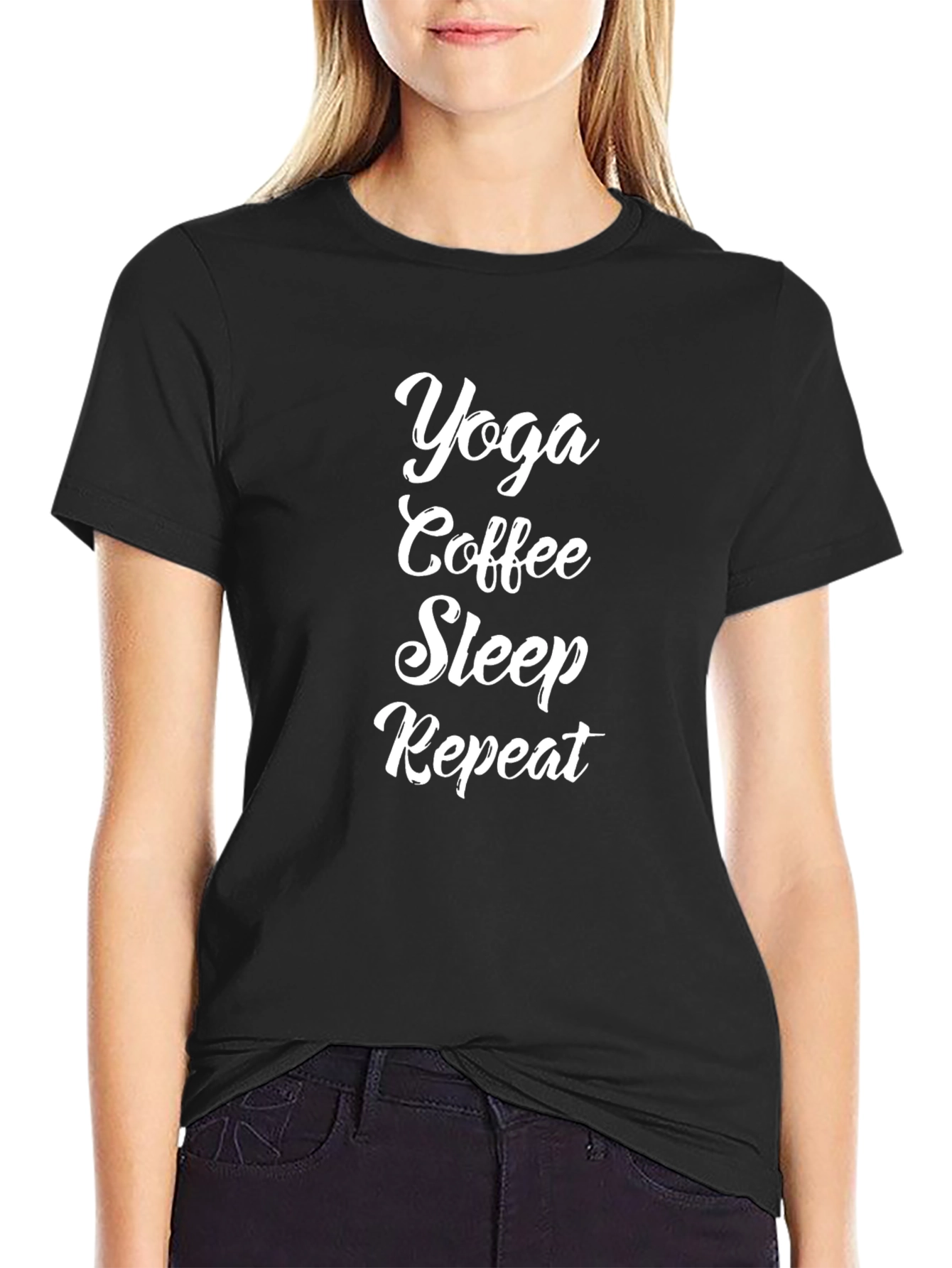 Yoga Coffee Sleep Repeat Mens Graphic Tee