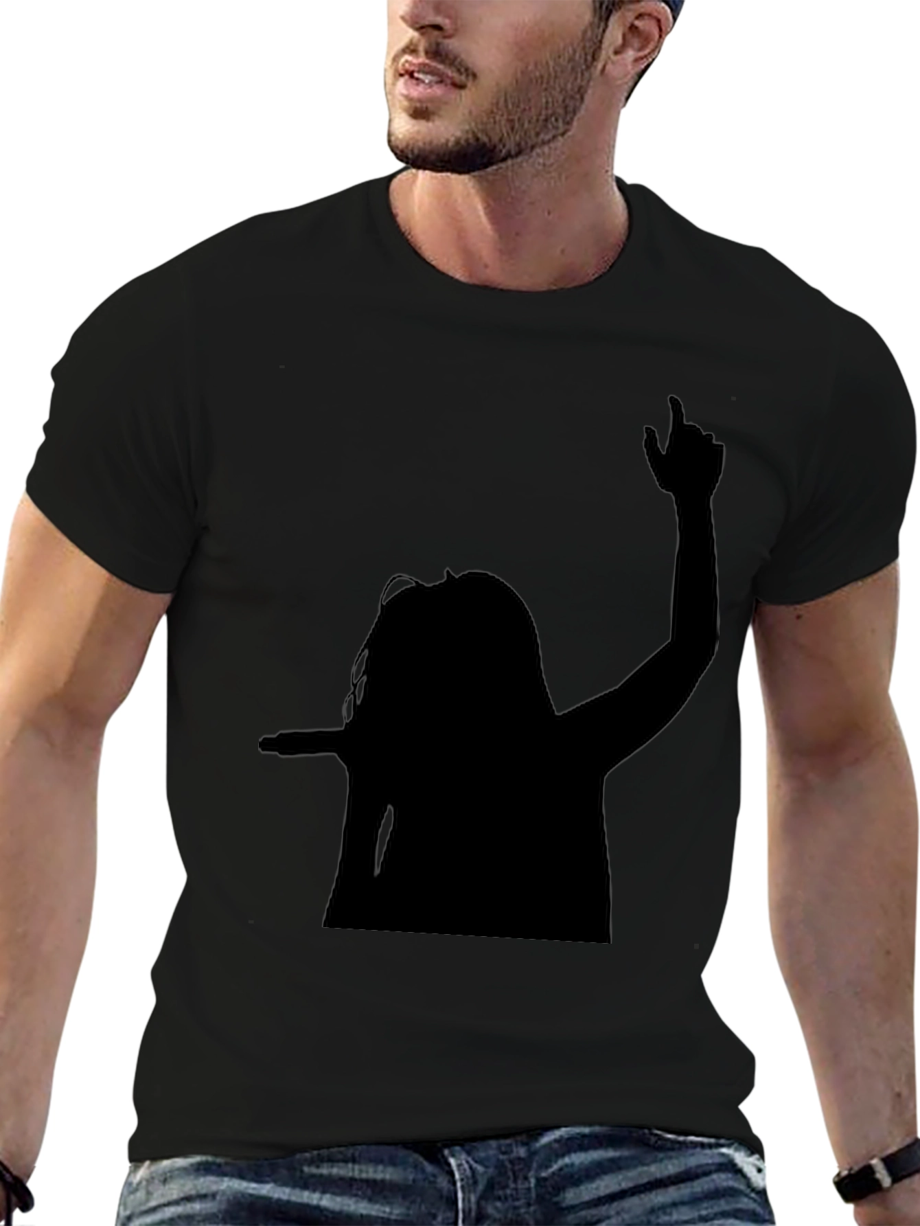 Silhouette Graphic Tee - Black Cotton Blend Shirt