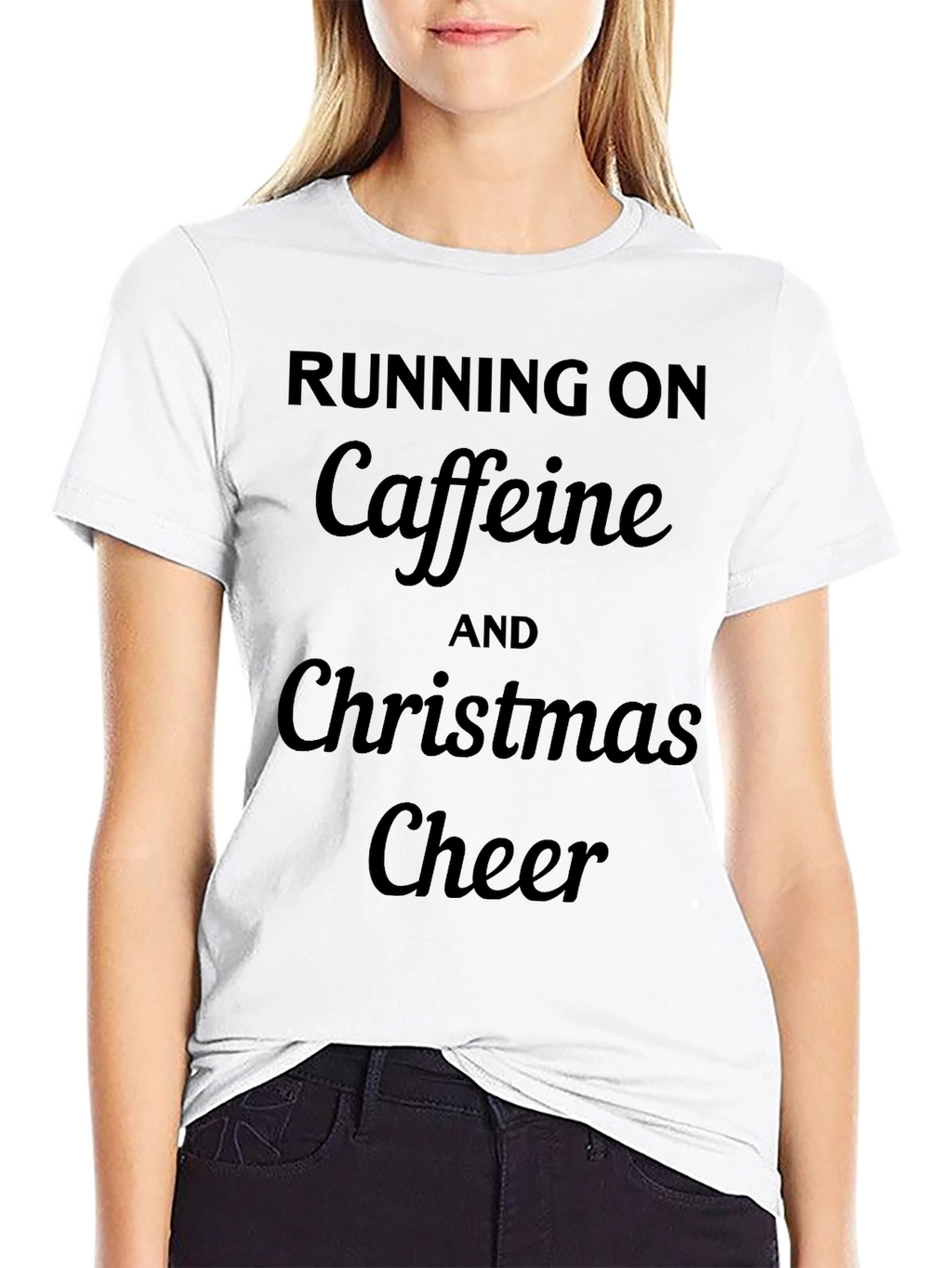 Running On Caffeine and Christmas Cheer Black T-Shirt