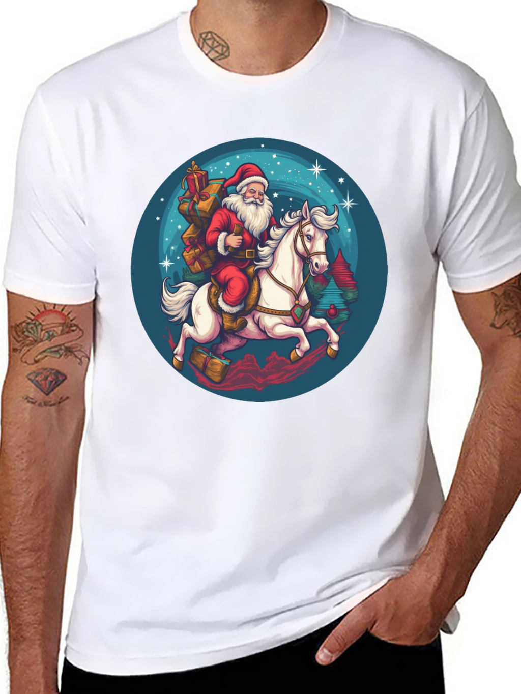 Santa on Horseback Graphic T-Shirt