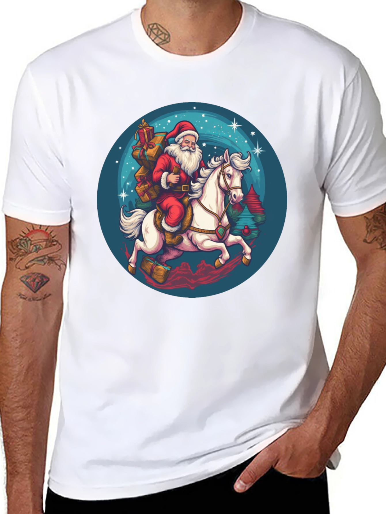 Santa on Horseback Graphic T-Shirt