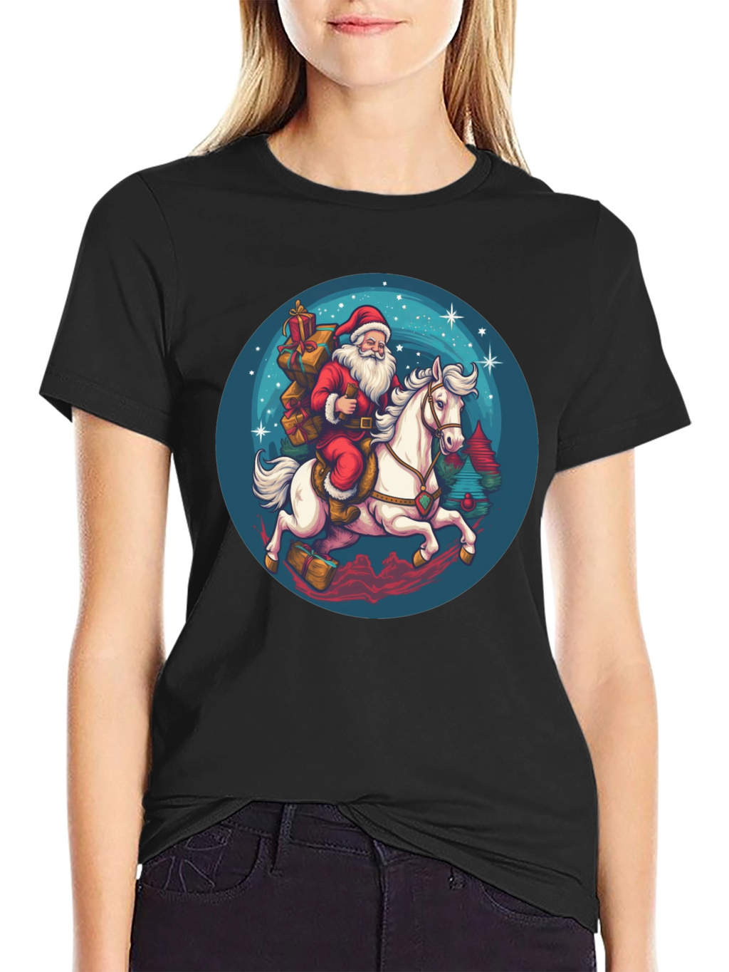 Santa on Horseback Graphic T-Shirt