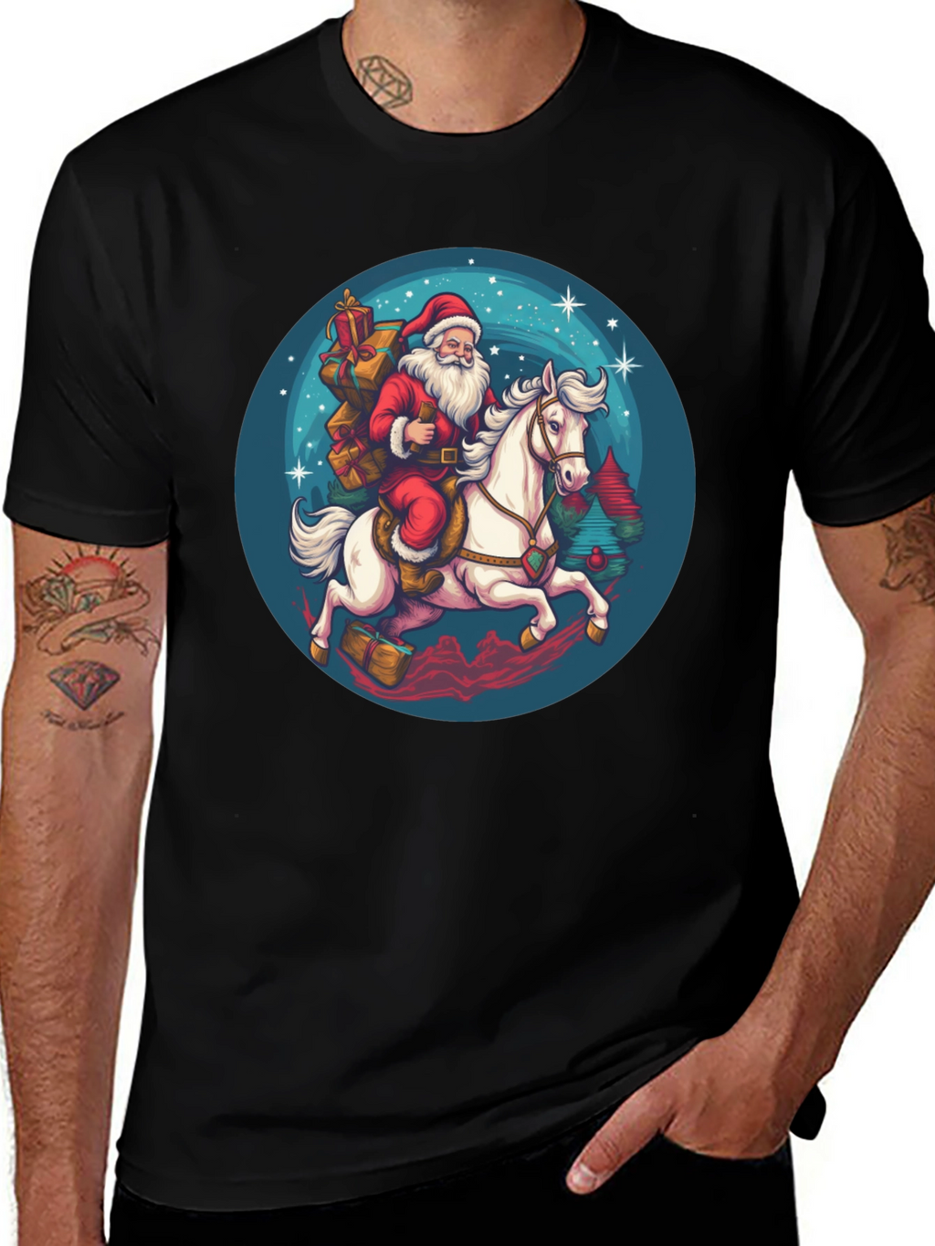 Santa on Horseback Graphic T-Shirt
