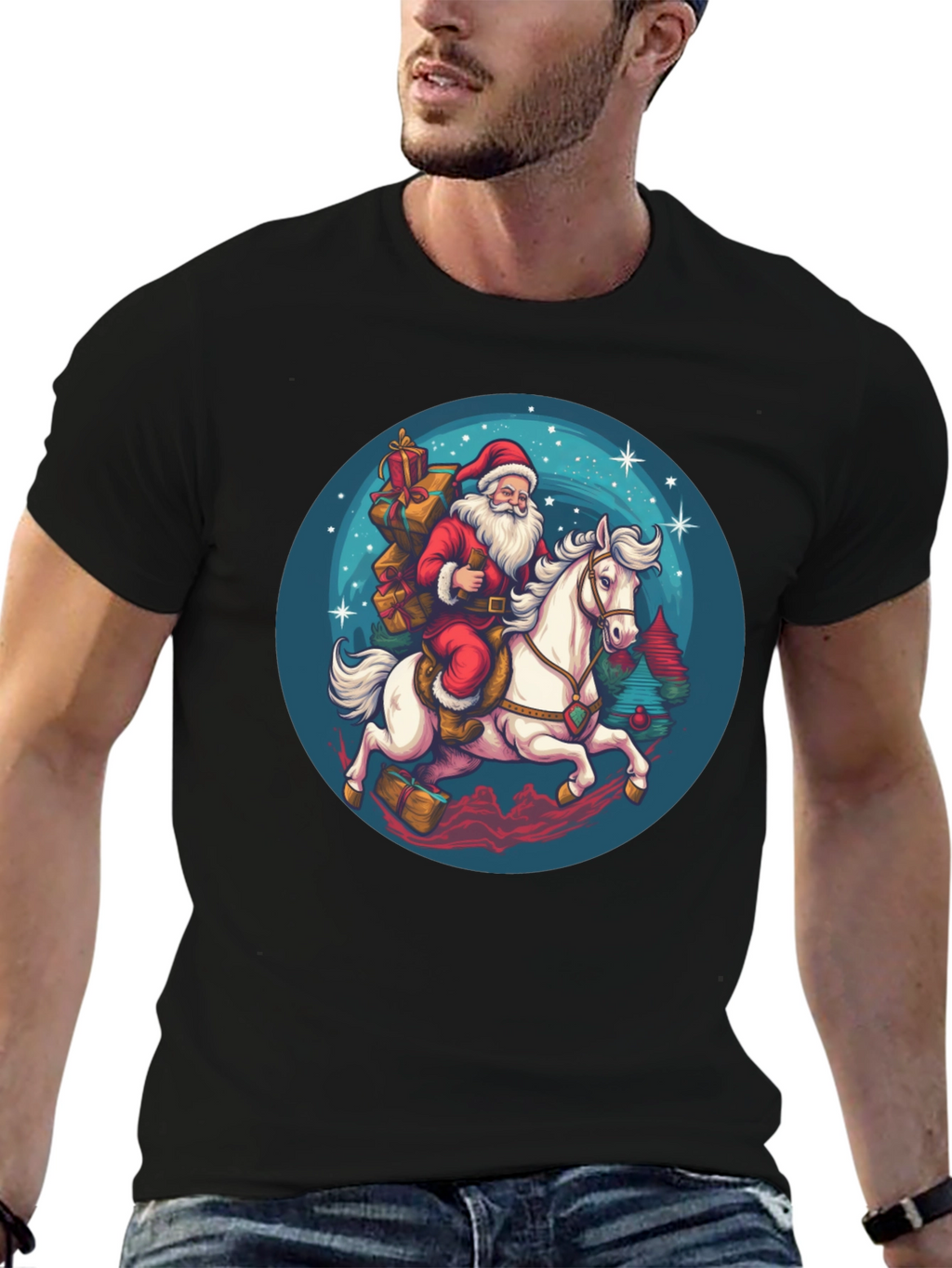 Santa on Horseback Graphic T-Shirt