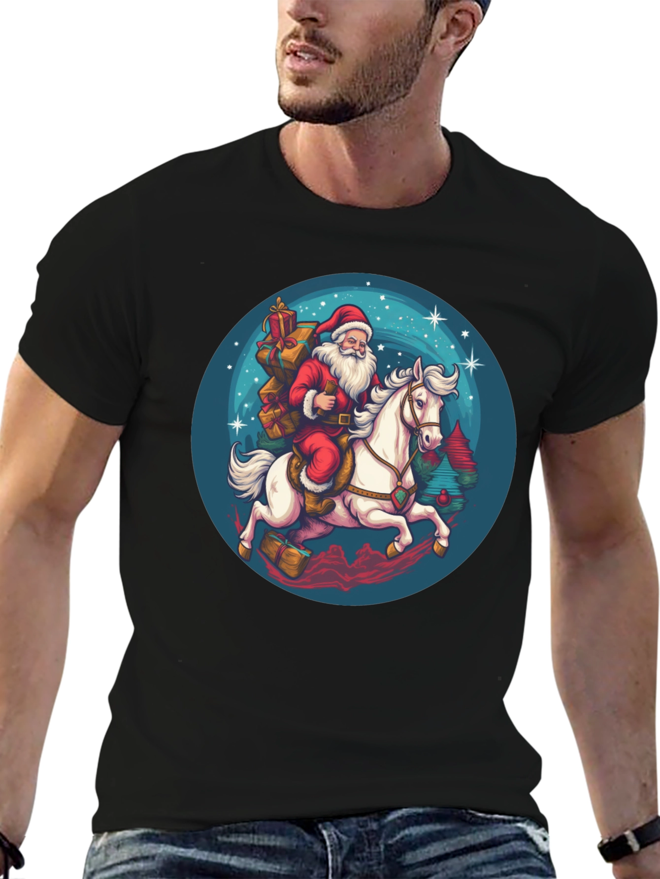 Santa on Horseback Graphic T-Shirt