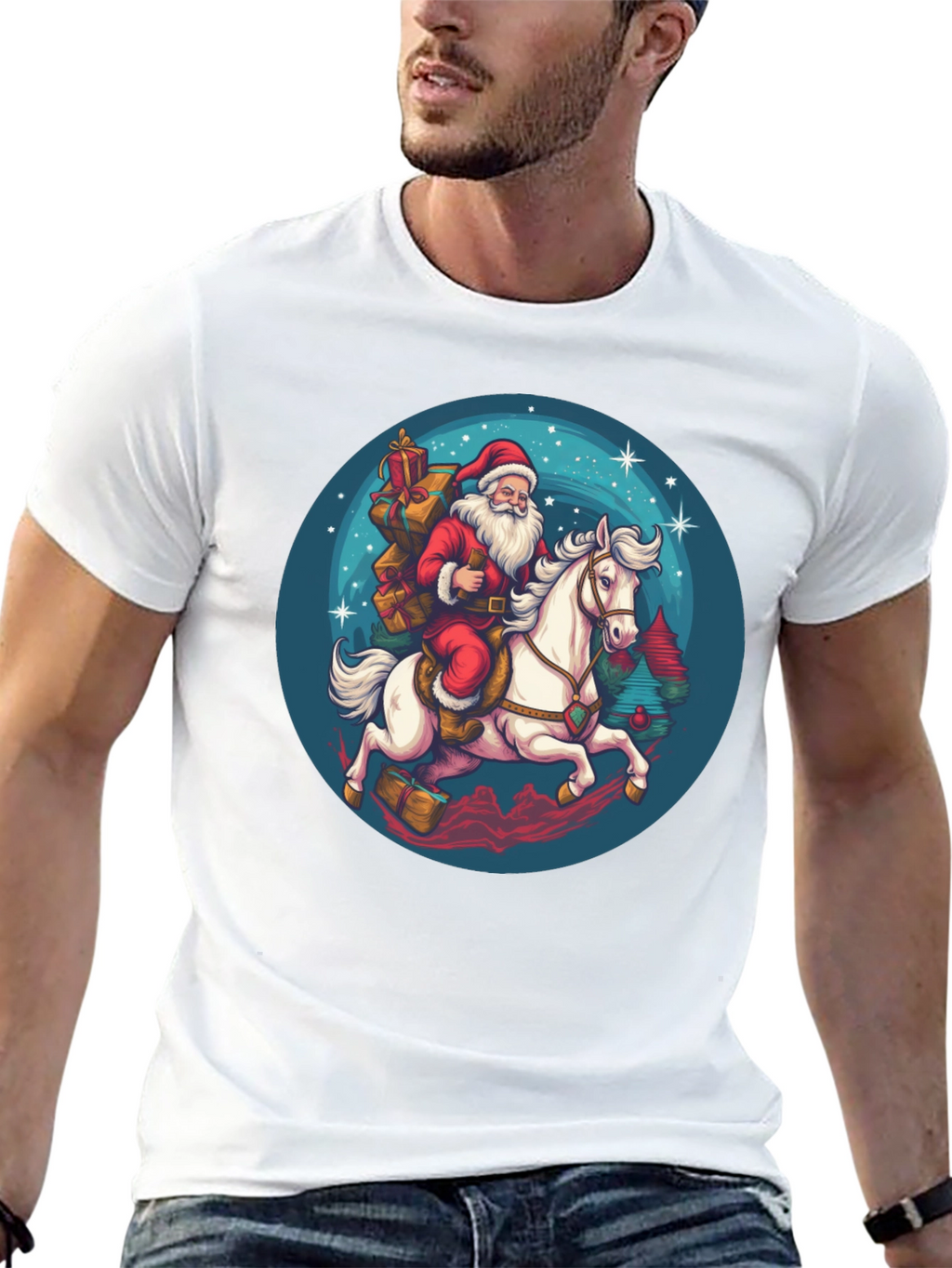 Santa on Horseback Graphic T-Shirt