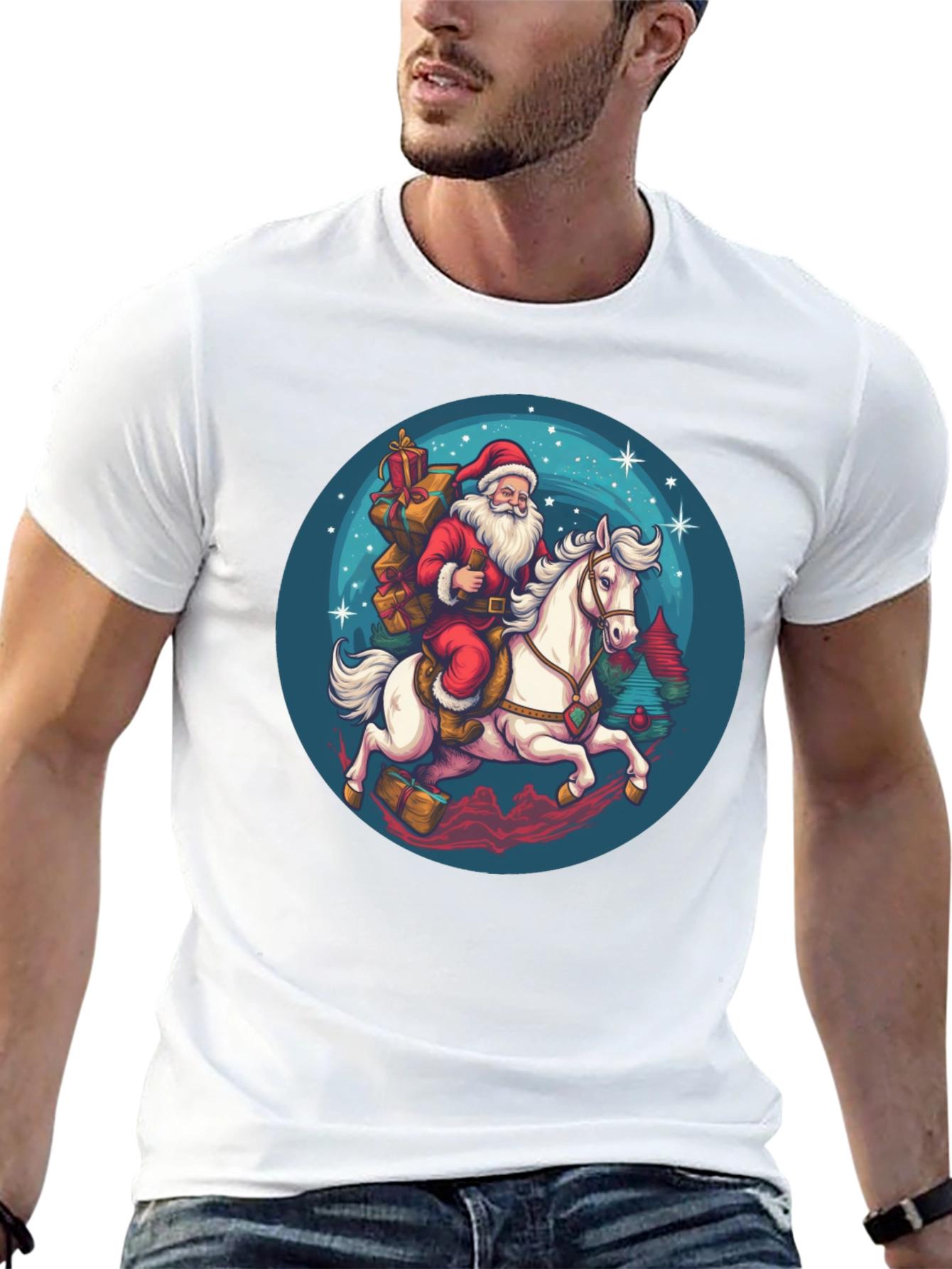 Santa on Horseback Graphic T-Shirt