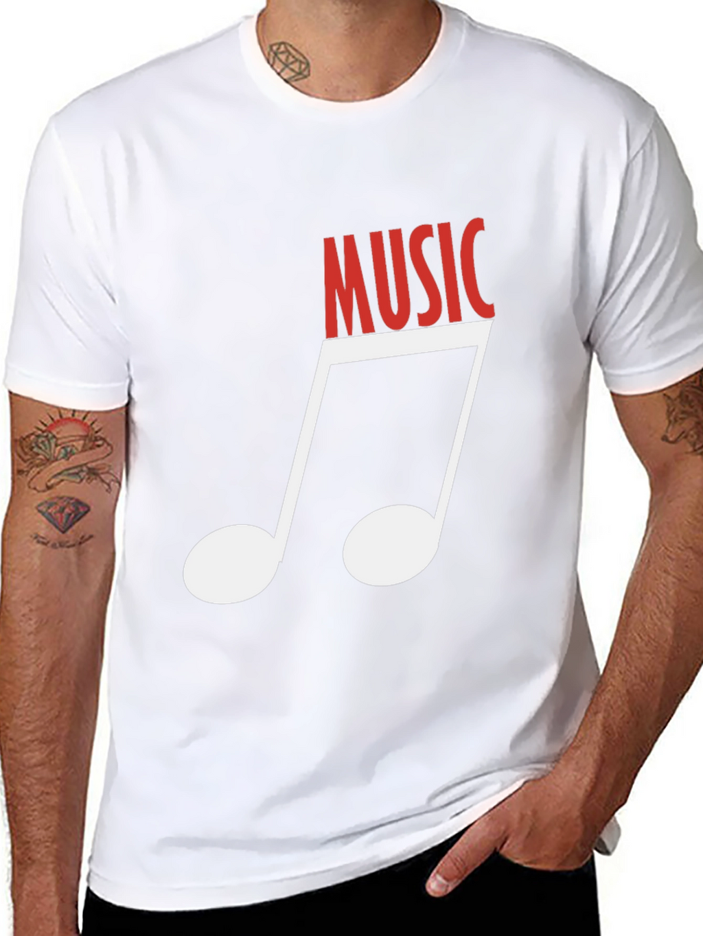 Music Note Graphic Tee - Black Cotton T-Shirt