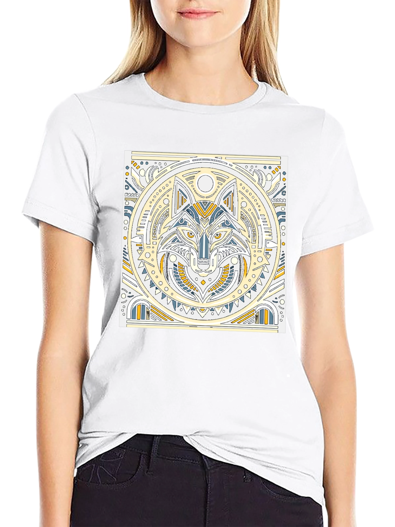 Geometric Wolf Graphic T-Shirt