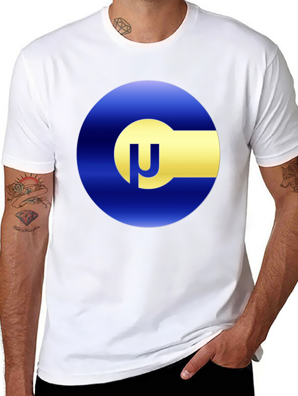 Blue & Gold Circle Logo Black T-Shirt