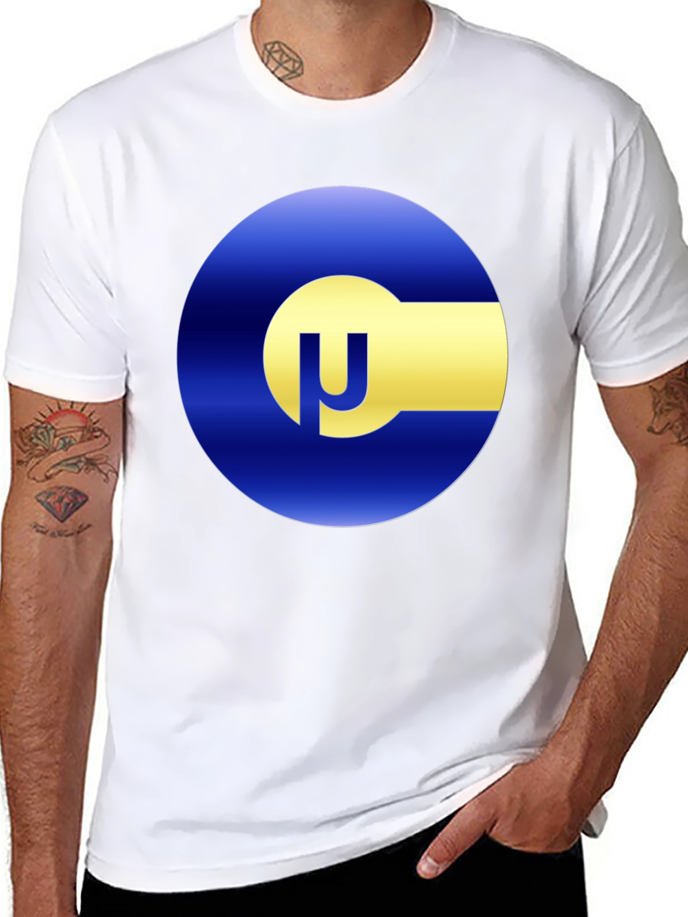 Blue & Gold Circle Logo Black T-Shirt