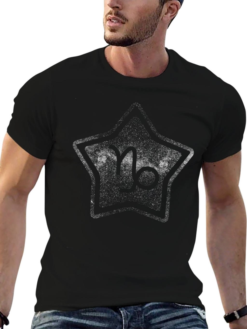 Capricorn Zodiac Star Black T-Shirt
