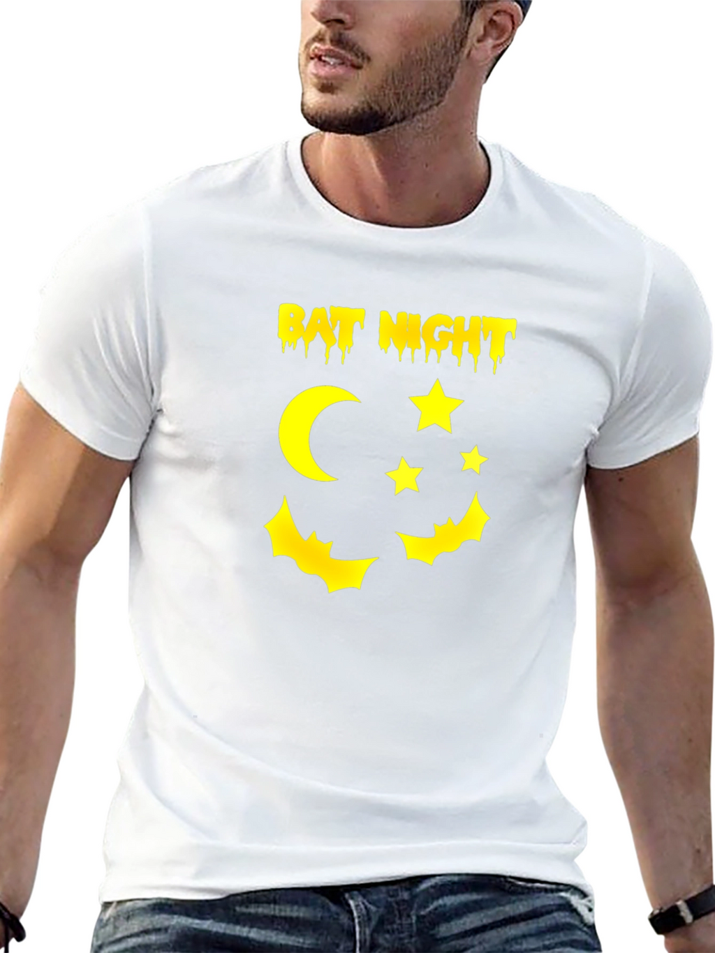 Bat Night Graphic Tee - Halloween Vibes